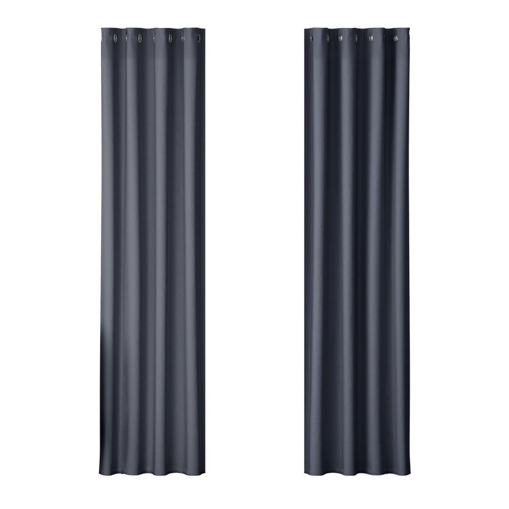 2X Blockout Curtains Blackout Window Curtain Eyelet 140x230cm Charcoal - Home & Garden > Curtains - Rivercity House & Home Co. (ABN 18 642 972 209) - Affordable Modern Furniture Australia