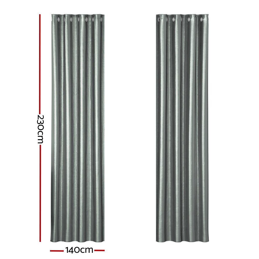 2X Blockout Curtains Blackout Window Curtain Eyelet 140x230cm Grey - Home & Garden > Curtains - Rivercity House & Home Co. (ABN 18 642 972 209) - Affordable Modern Furniture Australia