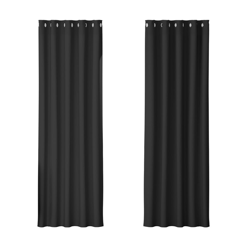 2X Blockout Curtains Blackout Window Curtain Eyelet 180x213cm Black - Home & Garden > Curtains - Rivercity House & Home Co. (ABN 18 642 972 209) - Affordable Modern Furniture Australia