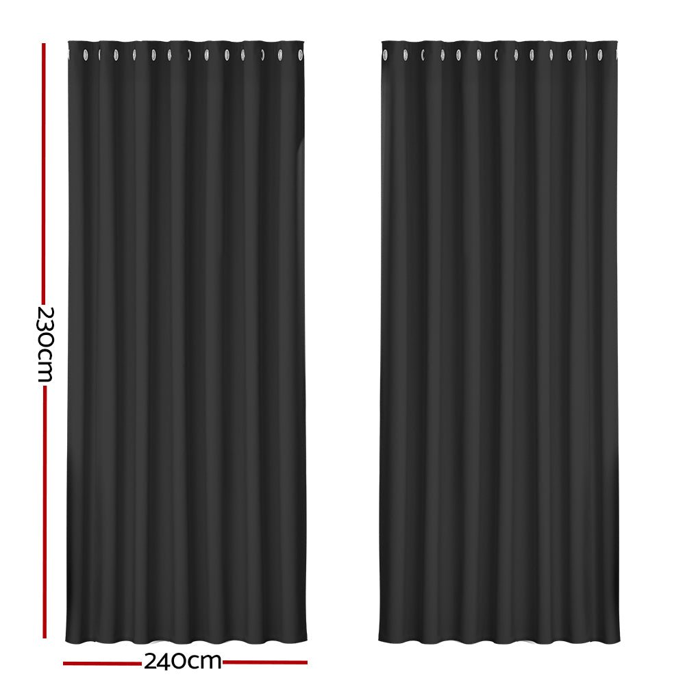 2X Blockout Curtains Blackout Window Curtain Eyelet 240x230cm Black - Home & Garden > Curtains - Rivercity House & Home Co. (ABN 18 642 972 209) - Affordable Modern Furniture Australia