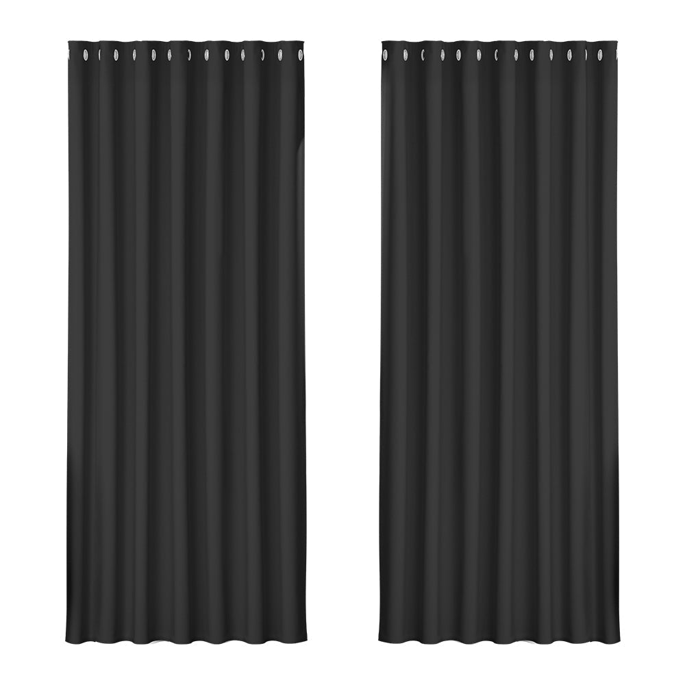 2X Blockout Curtains Blackout Window Curtain Eyelet 240x230cm Black - Home & Garden > Curtains - Rivercity House & Home Co. (ABN 18 642 972 209) - Affordable Modern Furniture Australia