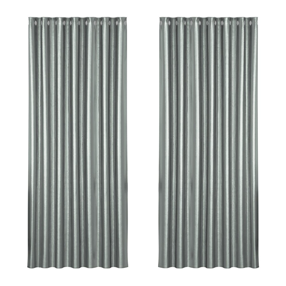 2X Blockout Curtains Blackout Window Curtain Eyelet 240x230cm Grey - Home & Garden > Curtains - Rivercity House & Home Co. (ABN 18 642 972 209) - Affordable Modern Furniture Australia
