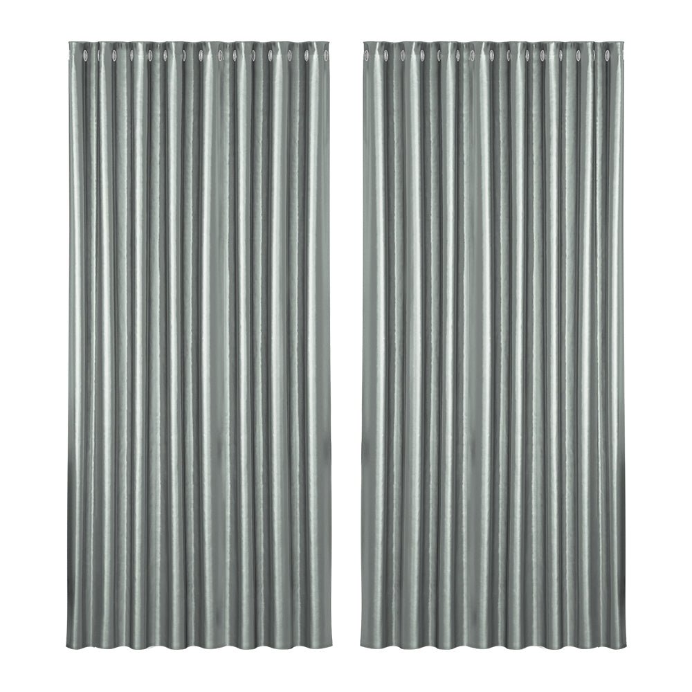 2X Blockout Curtains Blackout Window Curtain Eyelet 300x230cm Grey - Home & Garden > Curtains - Rivercity House & Home Co. (ABN 18 642 972 209) - Affordable Modern Furniture Australia