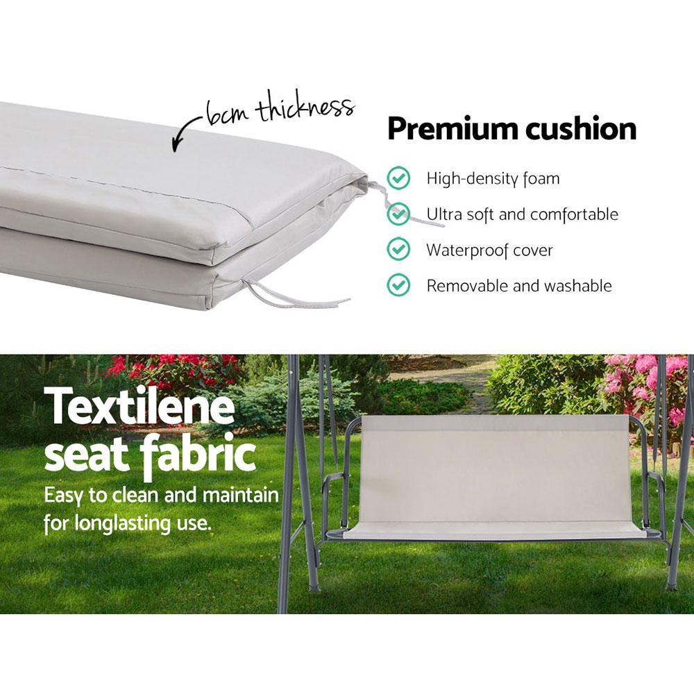 3 Seater Outdoor Swing Chair (Beige) - Brand - Rivercity House & Home Co. (ABN 18 642 972 209) - Affordable Modern Furniture Australia