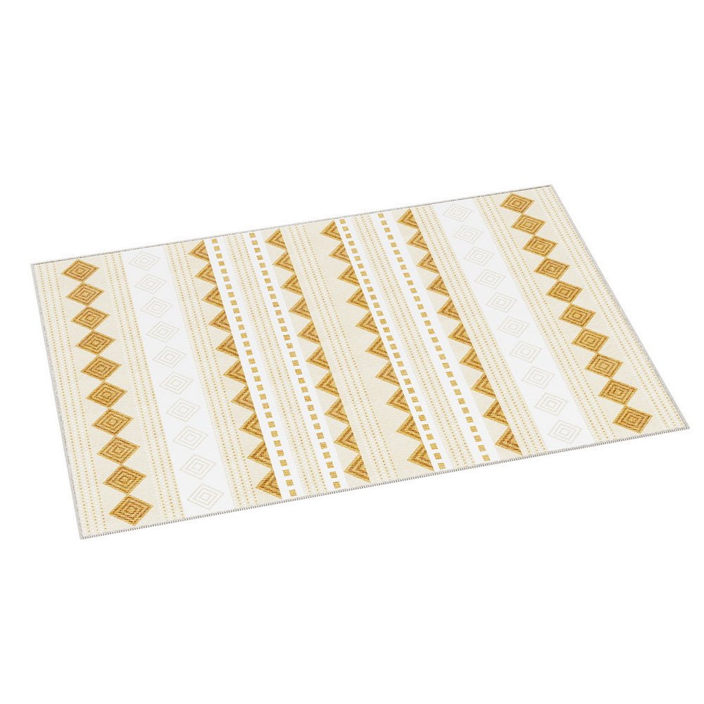 Ella Floor Rug 200x290cm Soft Crystal Velvet Short Pile - White & Yellow - Home & Garden > Rugs - Rivercity House & Home Co. (ABN 18 642 972 209) - Affordable Modern Furniture Australia