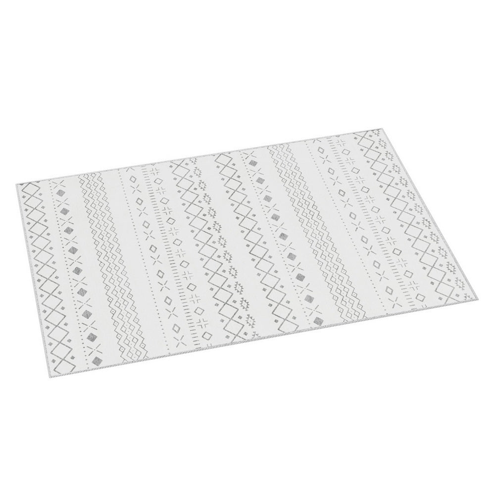 Una Floor Rug 200x290cm Soft Crystal Velvet Short Pile - White & Grey - Home & Garden > Rugs - Rivercity House & Home Co. (ABN 18 642 972 209) - Affordable Modern Furniture Australia