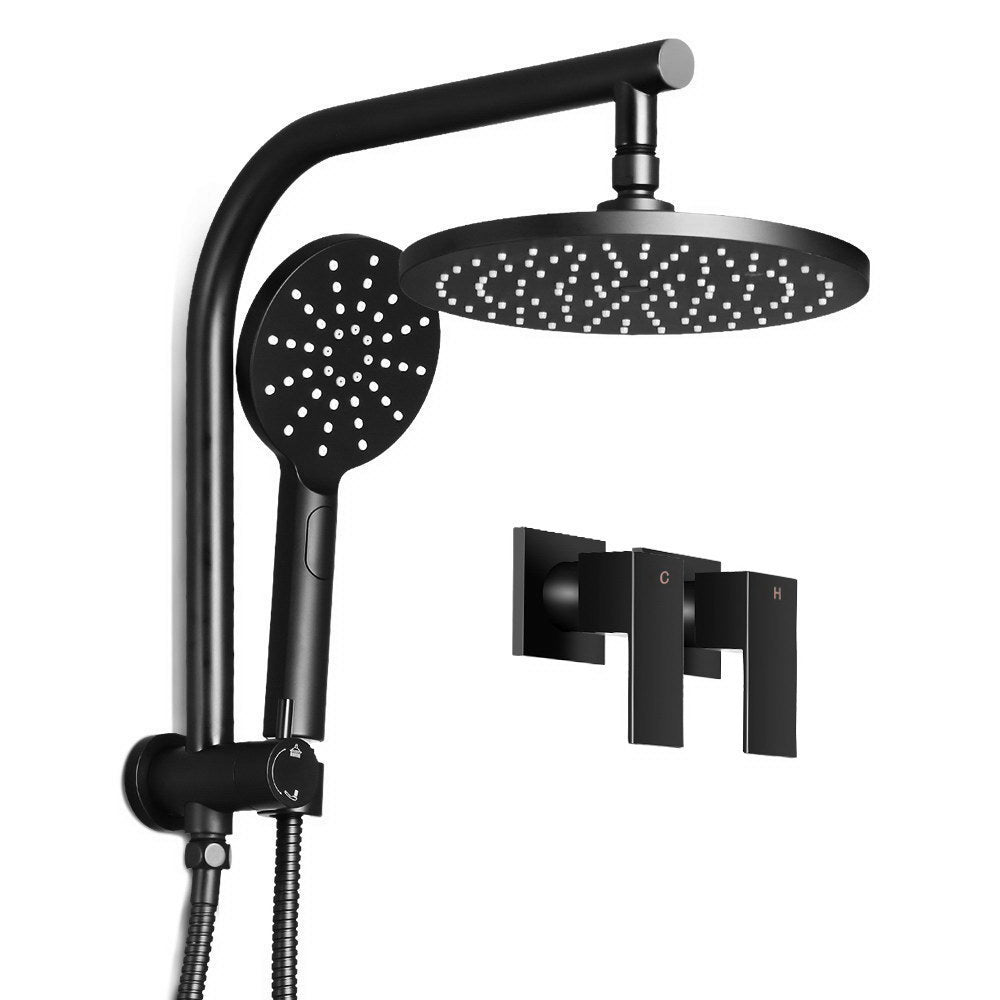 Cefito 9'' Rain Shower Head Set Handheld Round High Pressure Twins Tap Black - Home & Garden > Bathroom Accessories - Rivercity House & Home Co. (ABN 18 642 972 209) - Affordable Modern Furniture Australia