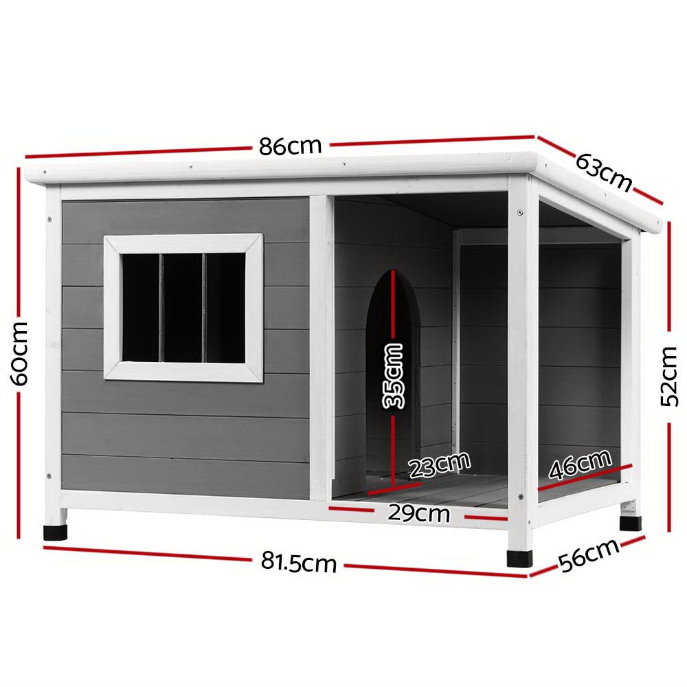 Wooden Dog Kennel House Grey & White - Pet Care > Dog Supplies - Rivercity House & Home Co. (ABN 18 642 972 209) - Affordable Modern Furniture Australia