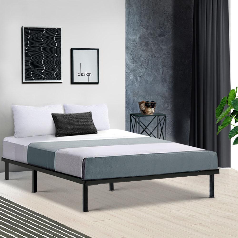Double Package | Ted Metal Bed Black & Glay Bonnell Spring Mattress (Medium Firm) - Furniture > Bedroom - Rivercity House & Home Co. (ABN 18 642 972 209) - Affordable Modern Furniture Australia