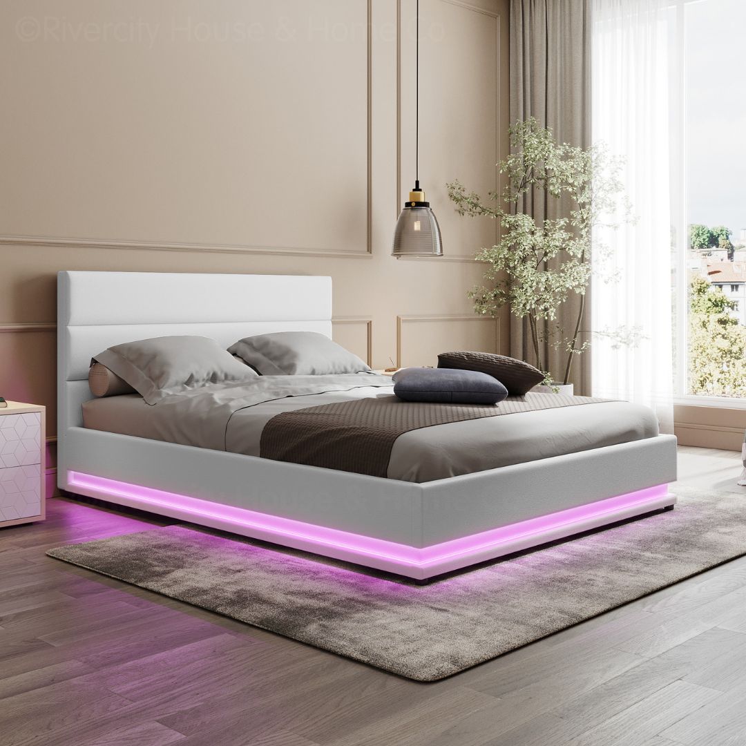 Double Premium Package | Henley LED Bed White, Luna Series Euro Top Mattress (Medium Firm) & Bamboo Mattress Topper! - Rivercity House & Home Co. (ABN 18 642 972 209) - Affordable Modern Furniture Australia