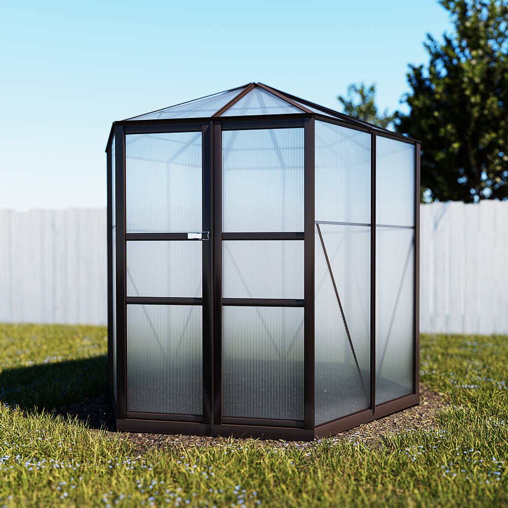 Greenhouse Aluminium 240x211x232 cm Polycarbonate Shed Brown - Home & Garden > Green Houses - Rivercity House & Home Co. (ABN 18 642 972 209) - Affordable Modern Furniture Australia