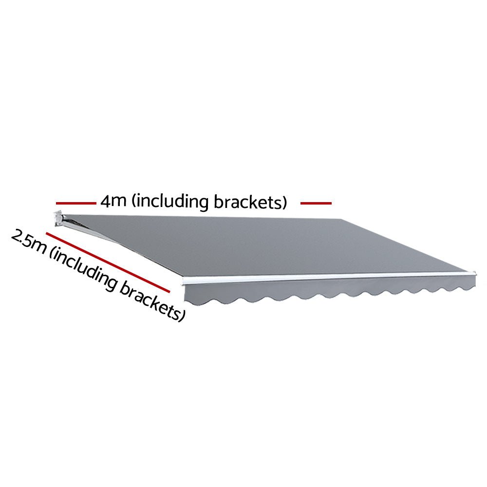 Folding Arm Awning Outdoor Awning Patio Retractable 4Mx2.5M PearlGrey - Home & Garden > Shading - Rivercity House & Home Co. (ABN 18 642 972 209) - Affordable Modern Furniture Australia