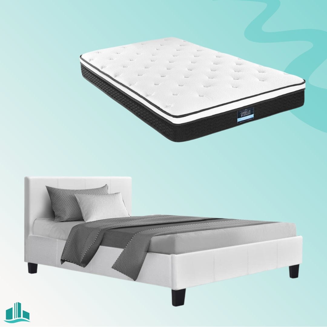 King Single Package | Coogee Bed White & Bonita Euro Top Mattress (Medium Firm) - Furniture > Bedroom - Rivercity House & Home Co. (ABN 18 642 972 209) - Affordable Modern Furniture Australia