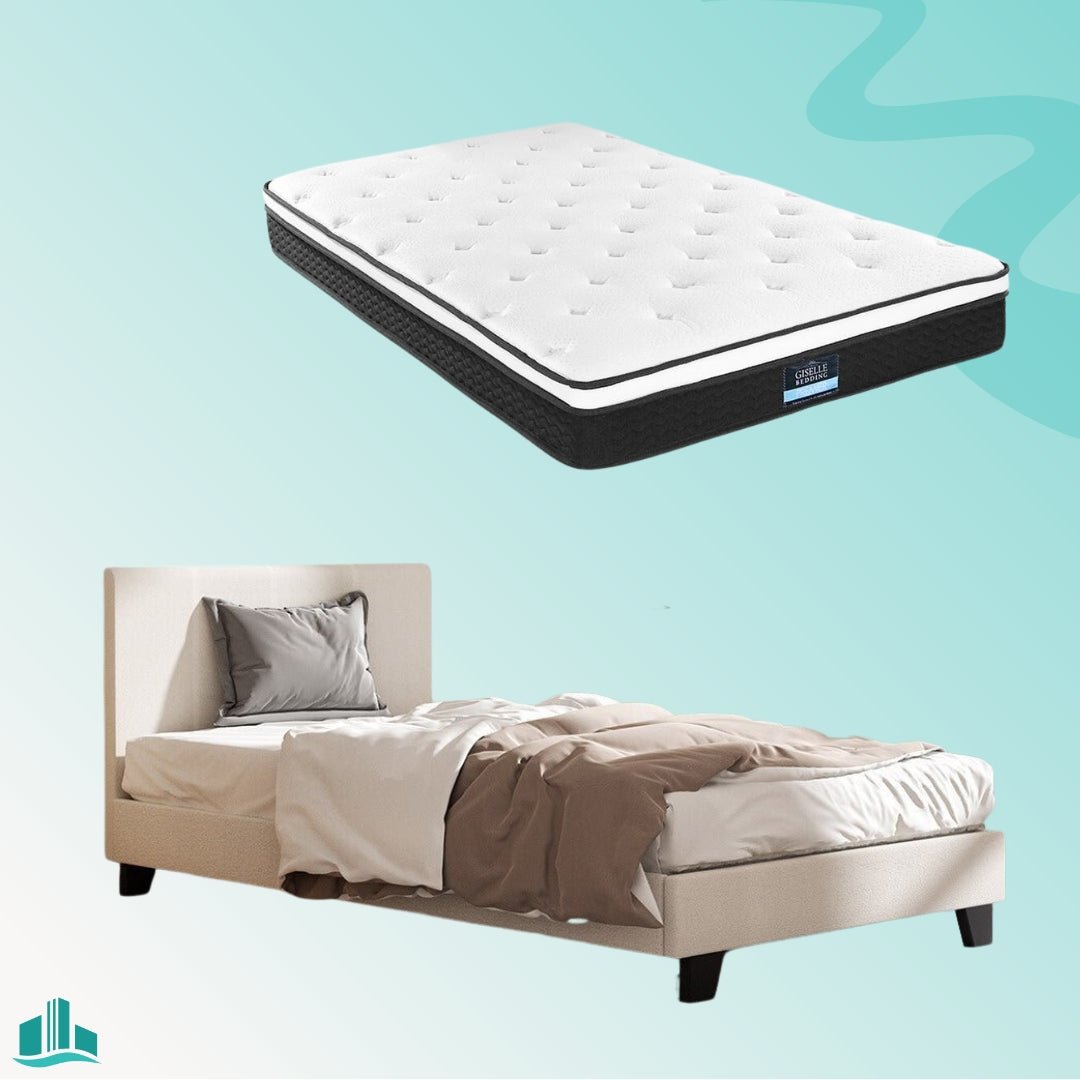 King Single Package | Coogee King Single Bed Frame & Bonita Euro Top Mattress (Medium Firm) - Rivercity House & Home Co. (ABN 18 642 972 209) - Affordable Modern Furniture Australia
