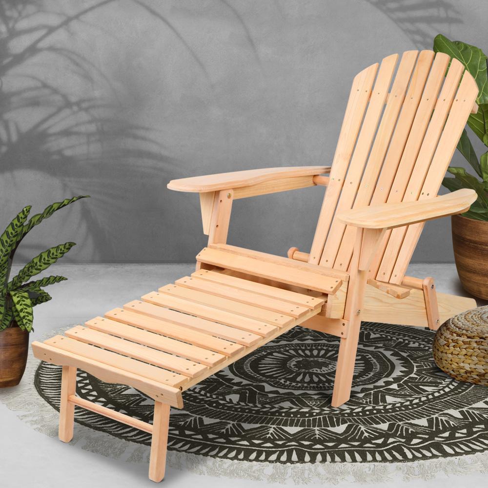 Outdoor Adirondack Chair with Slide Out Footstool - Rivercity House & Home Co. (ABN 18 642 972 209) - Affordable Modern Furniture Australia