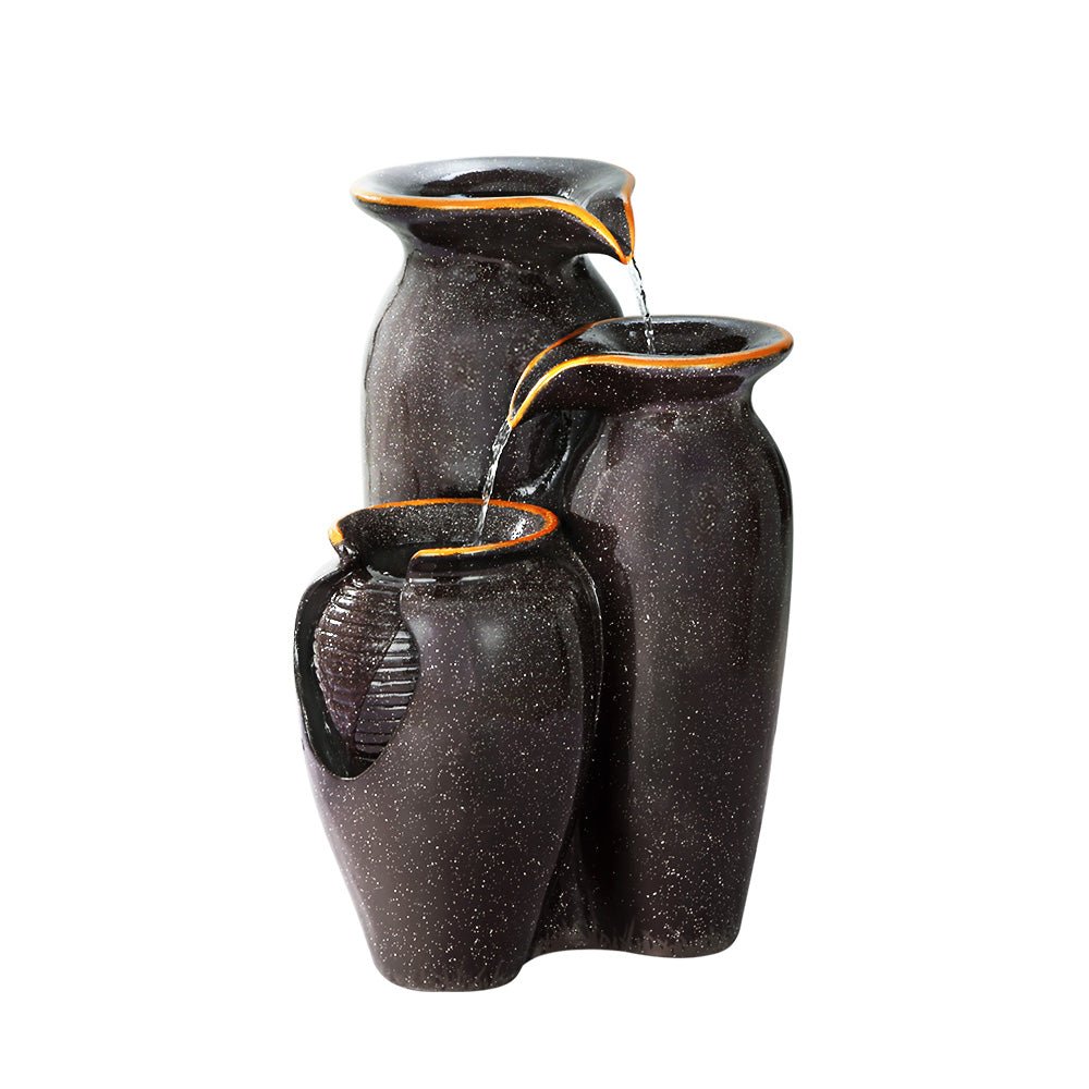 Water Fountain Feature Solar with LED Lights Outdoor Cascading 3 Tiered - Home & Garden > Fountains - Rivercity House & Home Co. (ABN 18 642 972 209) - Affordable Modern Furniture Australia