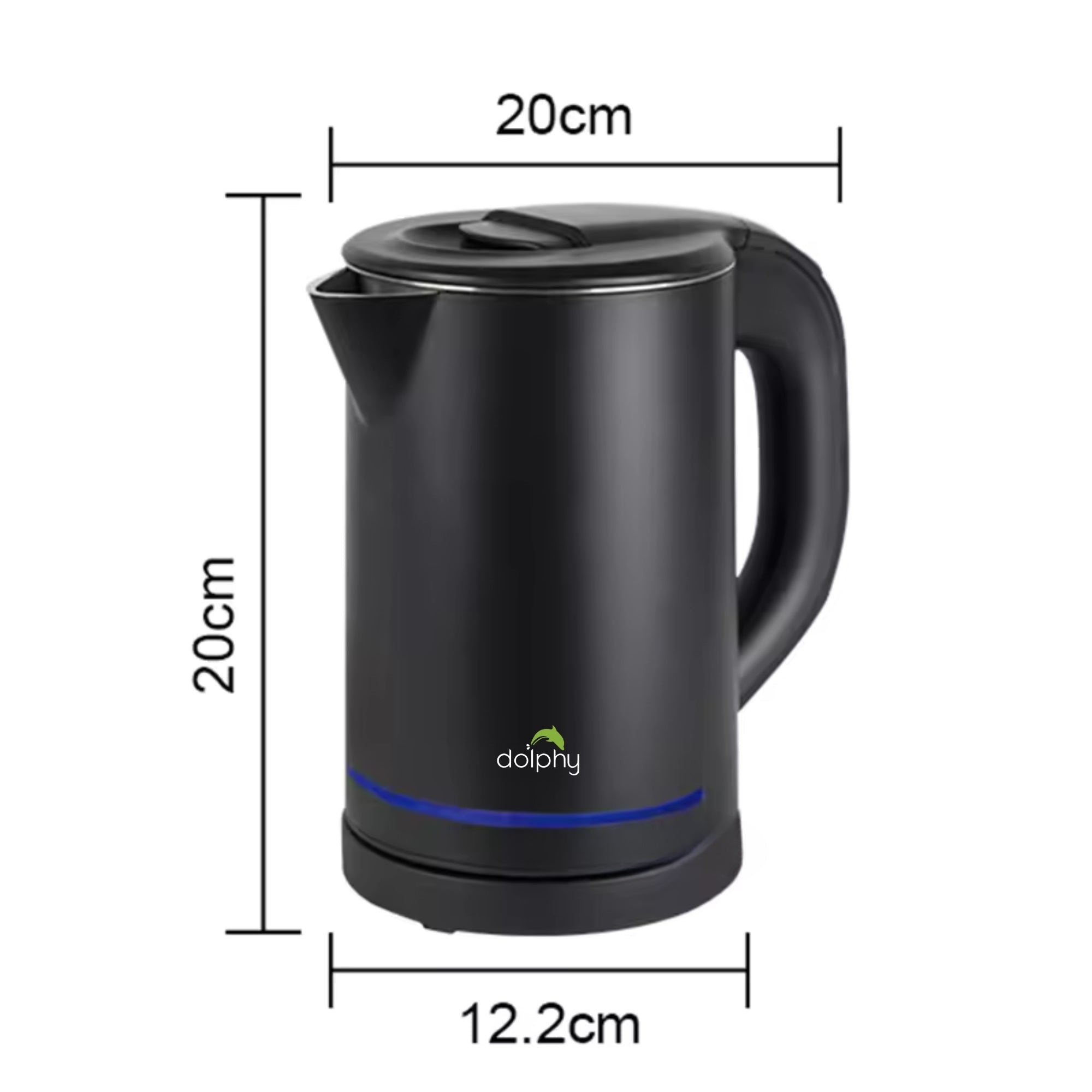 0.8L Electric Kettle Matt Black With Light Design - Appliances > Kitchen Appliances > Kettles - Rivercity House & Home Co. (ABN 18 642 972 209) - Affordable Modern Furniture Australia