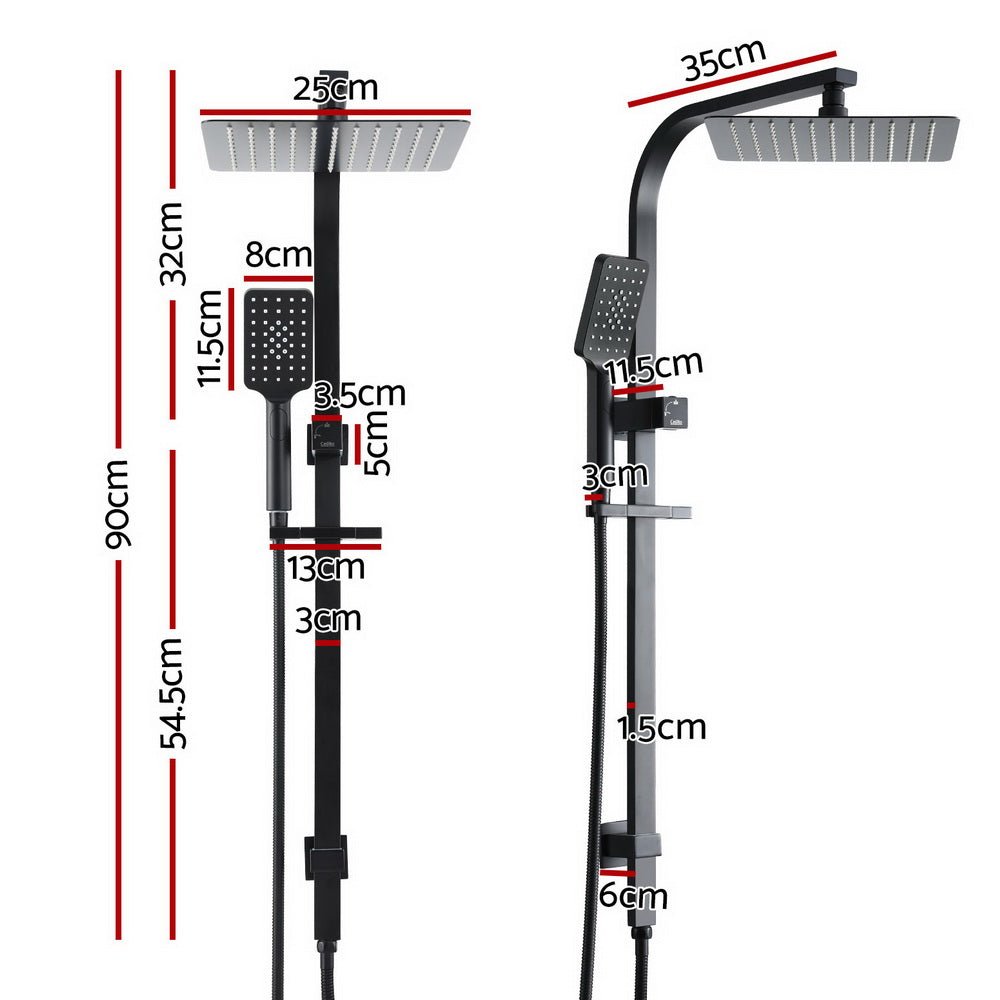 10'' Rain Shower Head Set Handheld Square High Pressure Black - Furniture > Bathroom > Shower Heads & Screens - Rivercity House & Home Co. (ABN 18 642 972 209) - Affordable Modern Furniture Australia