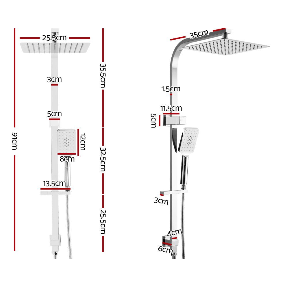 10'' Rain Shower Head Set Handheld Square High Pressure Chrome - Furniture > Bathroom > Shower Heads & Screens - Rivercity House & Home Co. (ABN 18 642 972 209) - Affordable Modern Furniture Australia