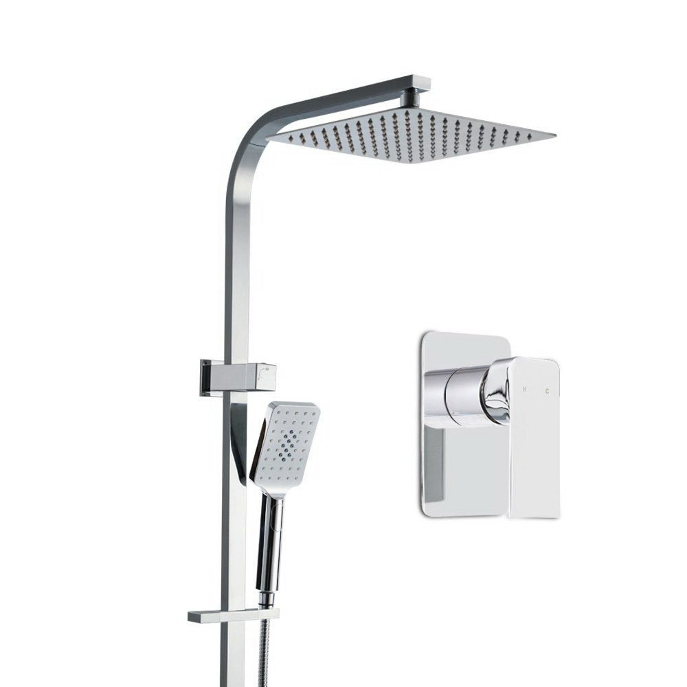 10'' Rain Shower Head Set Handheld Square High Pressure Mixer Tap Chrome - Home & Garden > Bathroom Accessories > Shower Accessories - Rivercity House & Home Co. (ABN 18 642 972 209) - Affordable Modern Furniture Australia