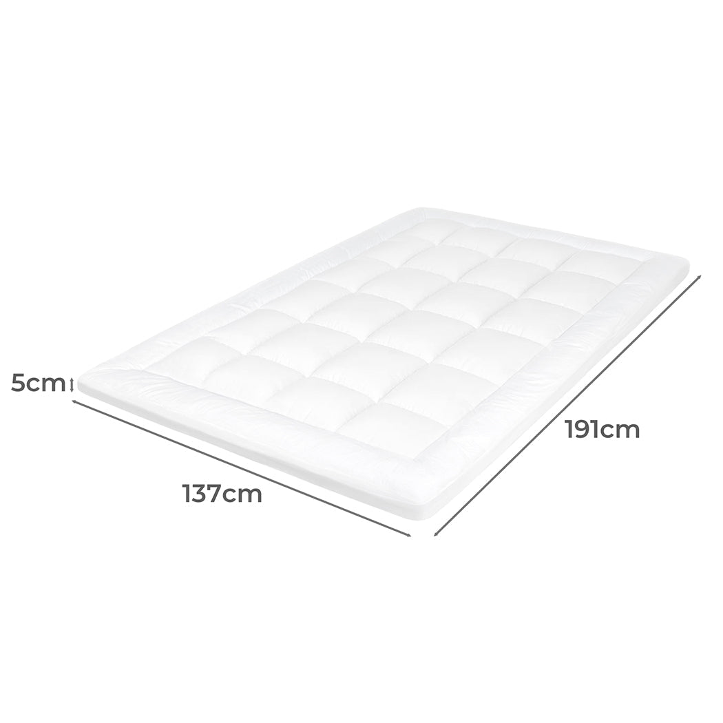 1000GSM Bamboo Pillowtop Mattress Topper Double - White - Rivercity House & Home Co. (ABN 18 642 972 209) - Affordable Modern Furniture Australia