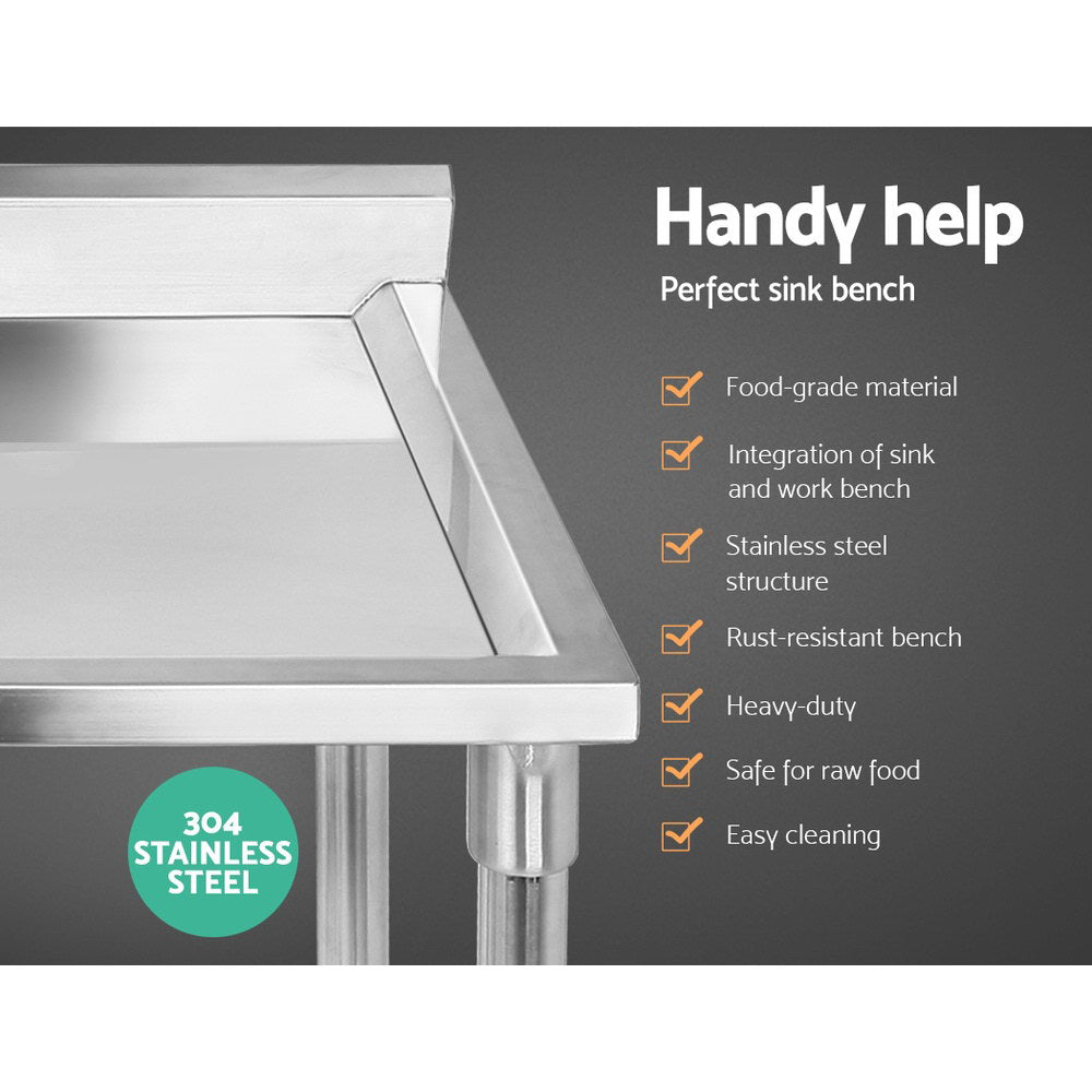 100x60cm Stainless Steel Sink Bench Kitchen 304 - Furniture > Dining > Kitchen Sinks - Rivercity House & Home Co. (ABN 18 642 972 209) - Affordable Modern Furniture Australia