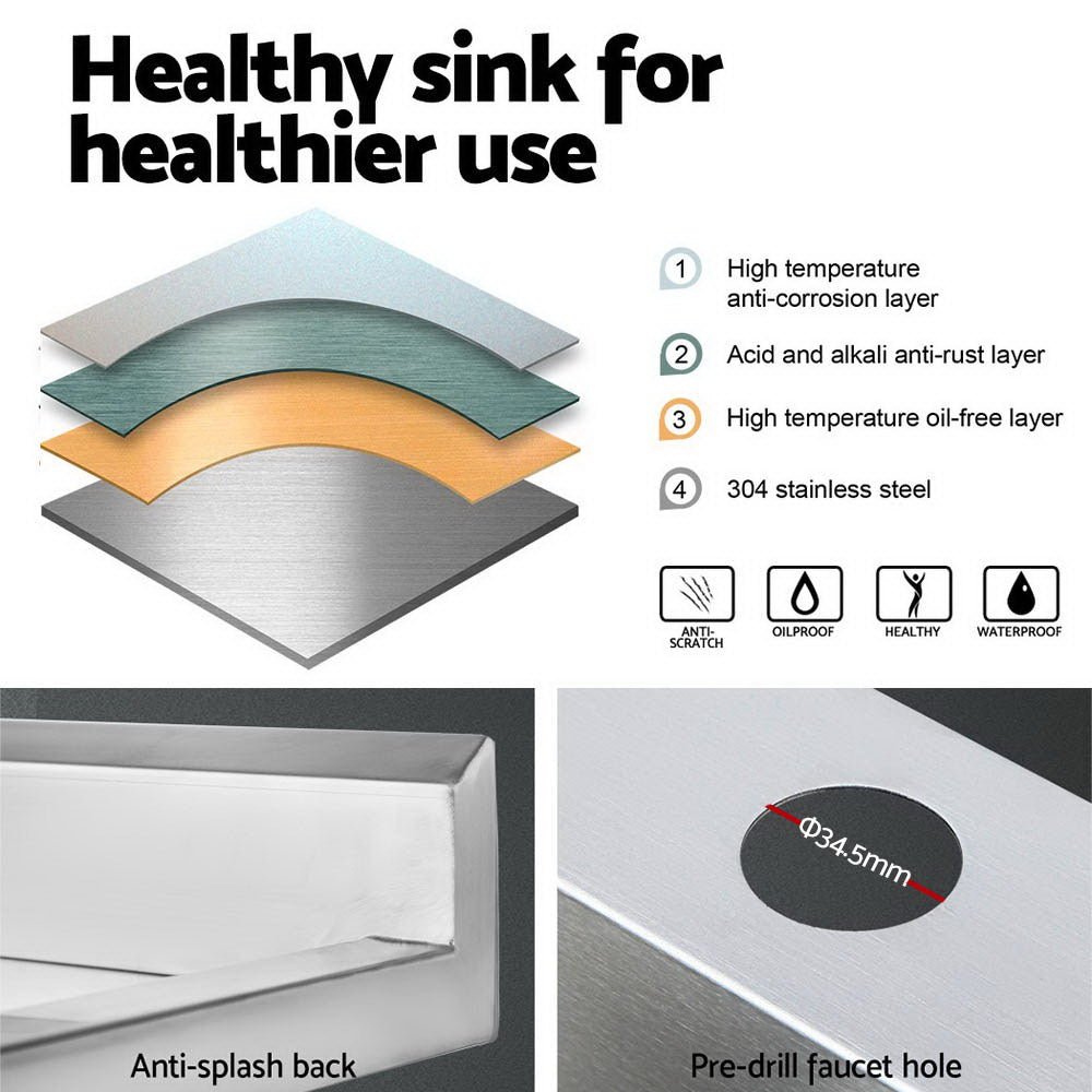 100x60cm Stainless Steel Sink Bench Kitchen 304 - Furniture > Dining > Kitchen Sinks - Rivercity House & Home Co. (ABN 18 642 972 209) - Affordable Modern Furniture Australia