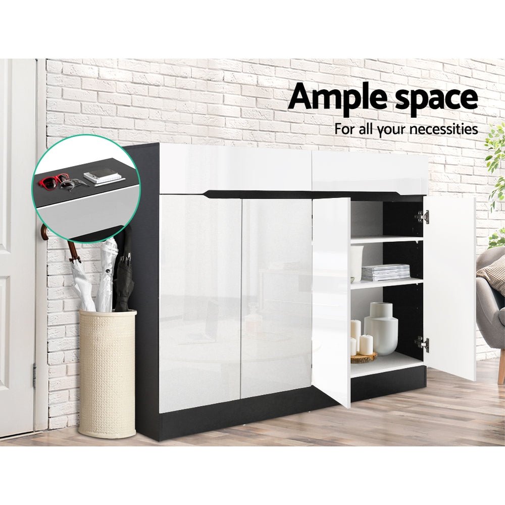 120cm Shoe Cabinet Storage Rack High Gloss Front - Rivercity House & Home Co. (ABN 18 642 972 209) - Affordable Modern Furniture Australia