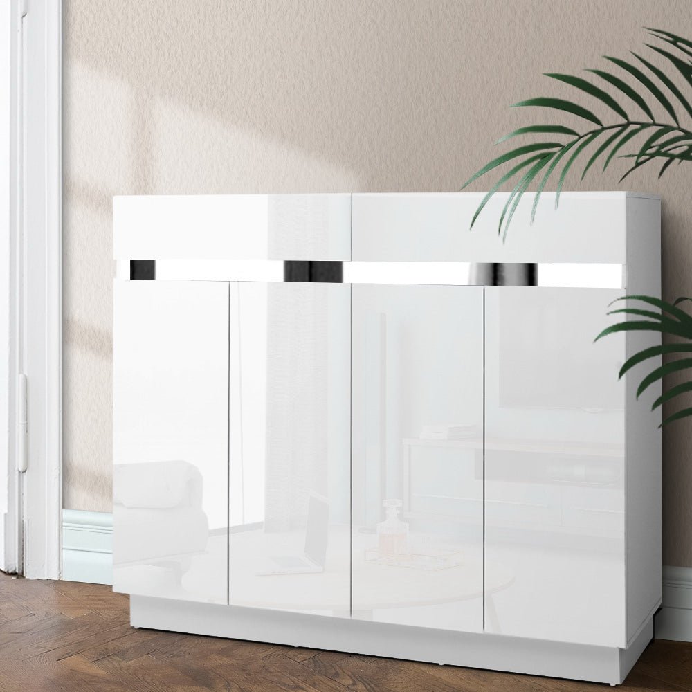 120cm Shoe Cabinet Storage Rack High Gloss Front White - Rivercity House & Home Co. (ABN 18 642 972 209) - Affordable Modern Furniture Australia