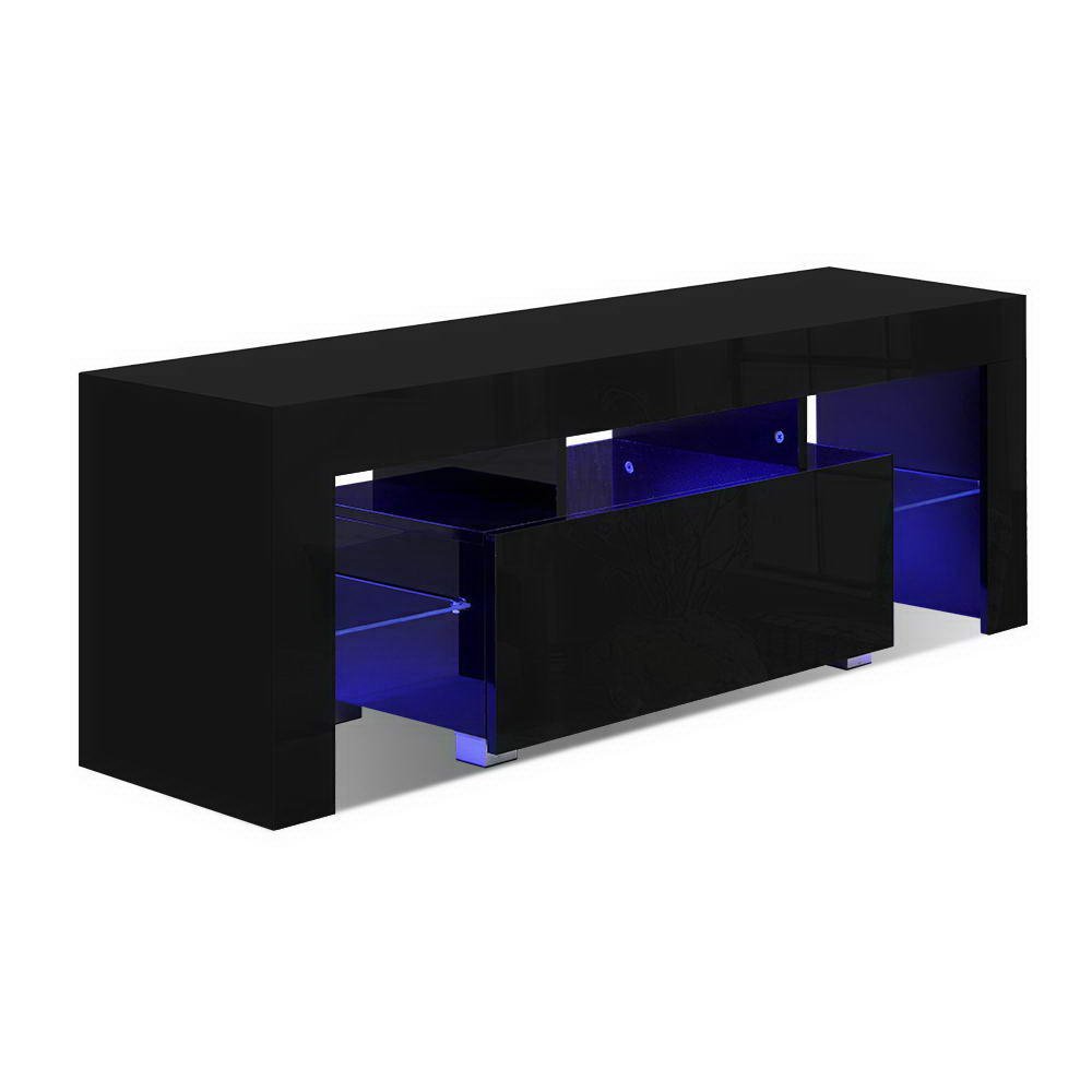 130CM LED Entertainment Unit in Black Gloss - Rivercity House & Home Co. (ABN 18 642 972 209) - Affordable Modern Furniture Australia