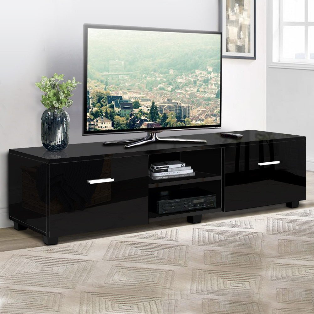 140CM Black High Gloss TV Cabinet - Rivercity House & Home Co. (ABN 18 642 972 209) - Affordable Modern Furniture Australia