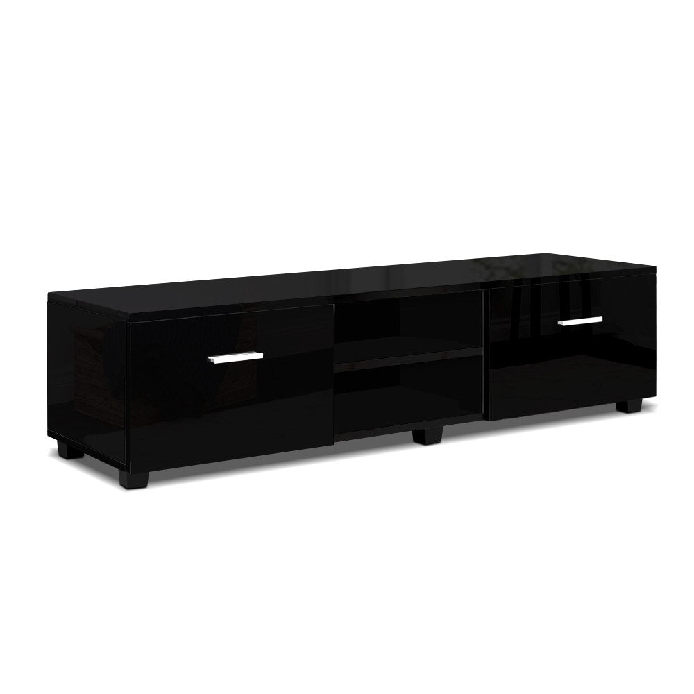140CM Black High Gloss TV Cabinet - Rivercity House & Home Co. (ABN 18 642 972 209) - Affordable Modern Furniture Australia
