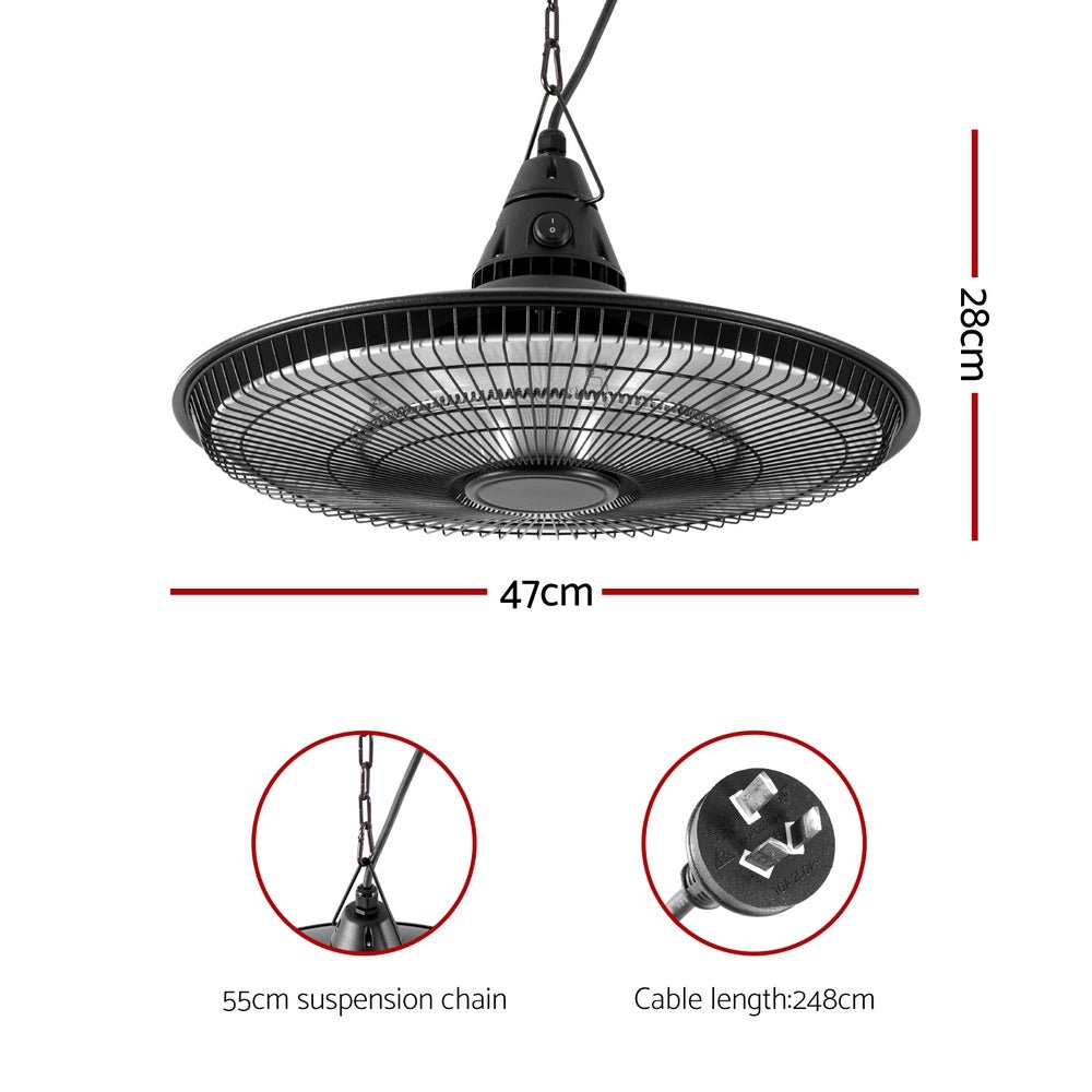 1500W Hanging Electric Patio Heater - Appliances > Heaters > Patio Heaters - Rivercity House & Home Co. (ABN 18 642 972 209) - Affordable Modern Furniture Australia