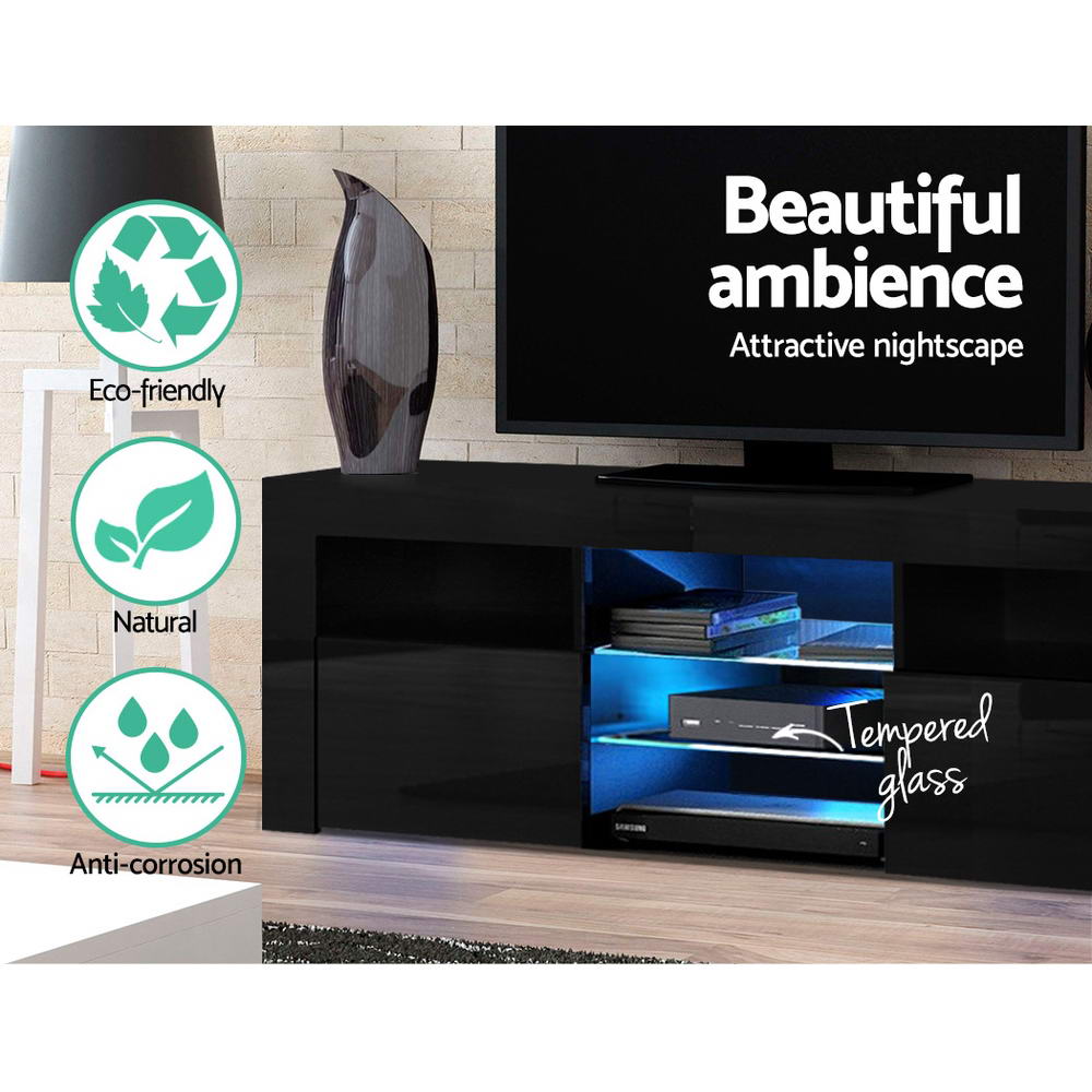 160CM LED Entertainment Unit - Black - Rivercity House & Home Co. (ABN 18 642 972 209) - Affordable Modern Furniture Australia