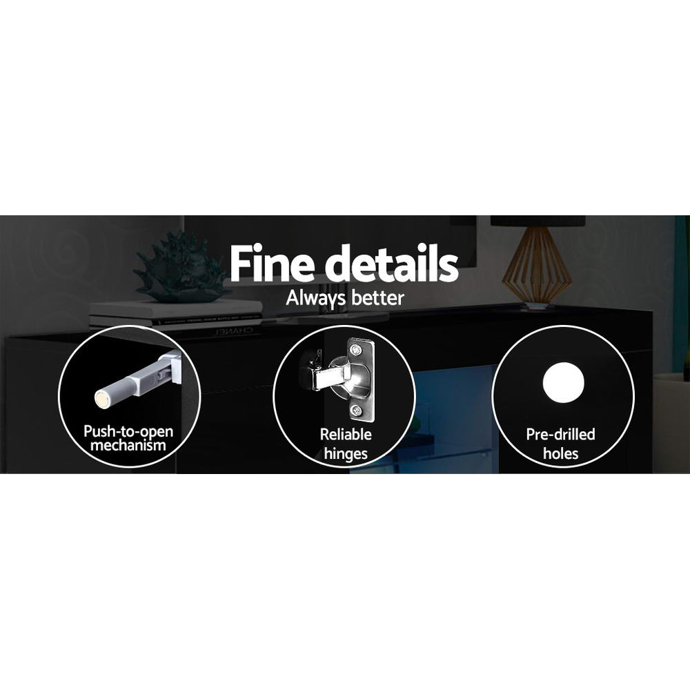 160CM LED Entertainment Unit - Black - Rivercity House & Home Co. (ABN 18 642 972 209) - Affordable Modern Furniture Australia