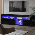 180CM LED Entertainment Unit in Glossy Black Finish 3 x Cupboards