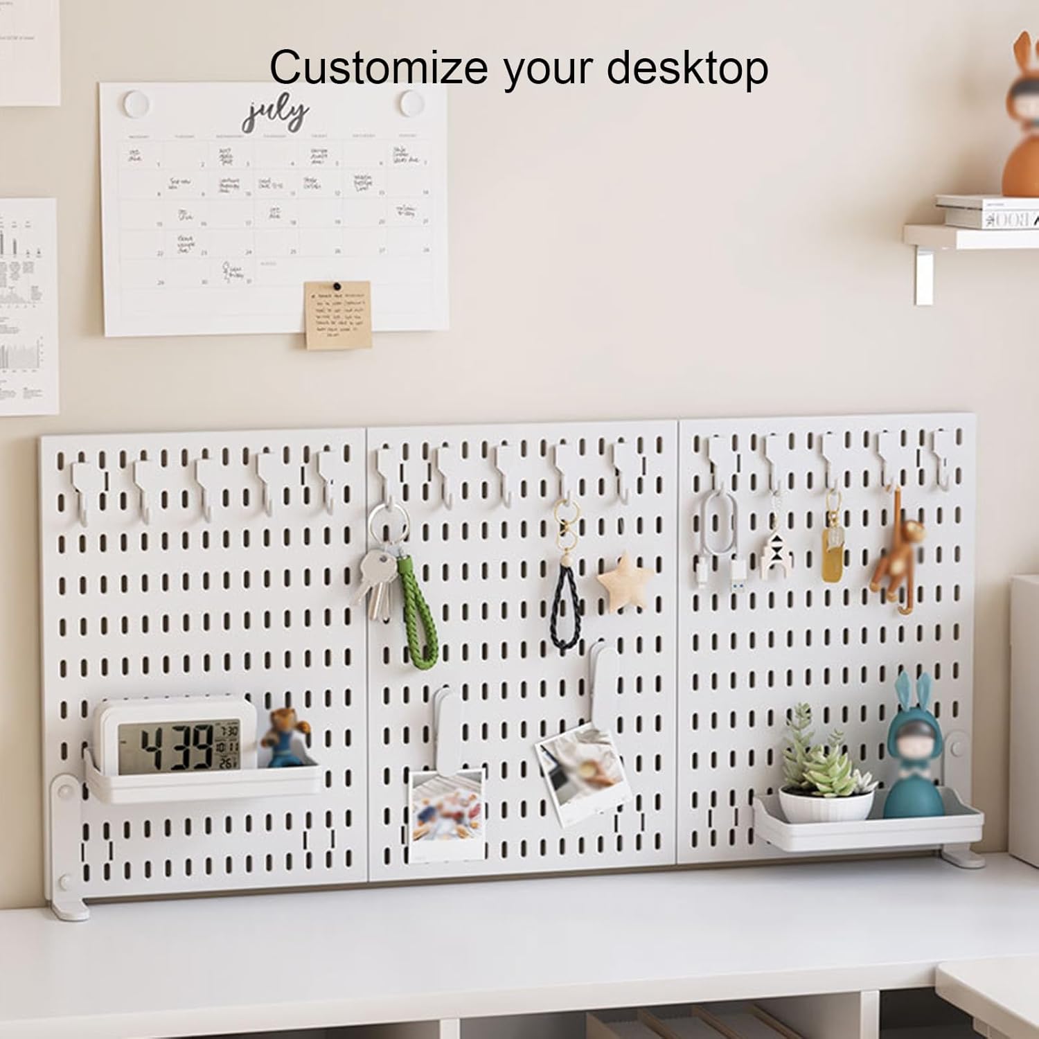 2 Pack Desk Pegboard Organiser Kit with Hooks, Tray & Clamp Mount for Office & Gaming Setup - White - Home & Garden > Home Office Accessories > Desk Accessories - Rivercity House & Home Co. (ABN 18 642 972 209) - Affordable Modern Furniture Australia