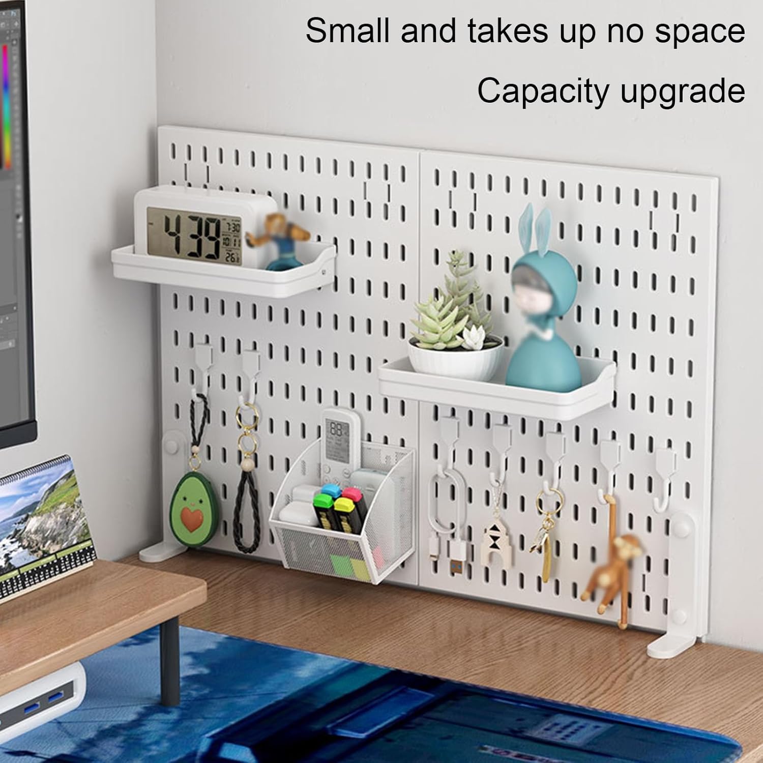 2 Pack Desk Pegboard Organiser Kit with Hooks, Tray & Clamp Mount for Office & Gaming Setup - White - Home & Garden > Home Office Accessories > Desk Accessories - Rivercity House & Home Co. (ABN 18 642 972 209) - Affordable Modern Furniture Australia