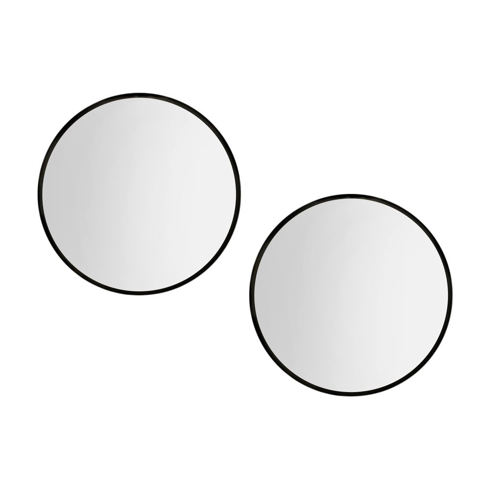 2 Wall Mirror Makeup 60cm Home Decor Framed Mirrors Bathroom Round Black - Health & Beauty > Makeup > Makeup Mirrors - Rivercity House & Home Co. (ABN 18 642 972 209) - Affordable Modern Furniture Australia