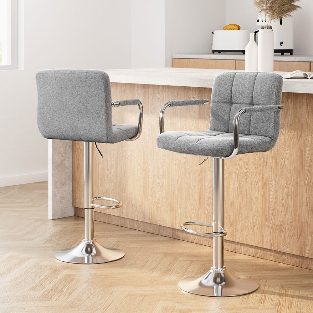 2 x Bar Stools Gas lift Swivel - Steel and Grey - Rivercity House & Home Co. (ABN 18 642 972 209) - Affordable Modern Furniture Australia