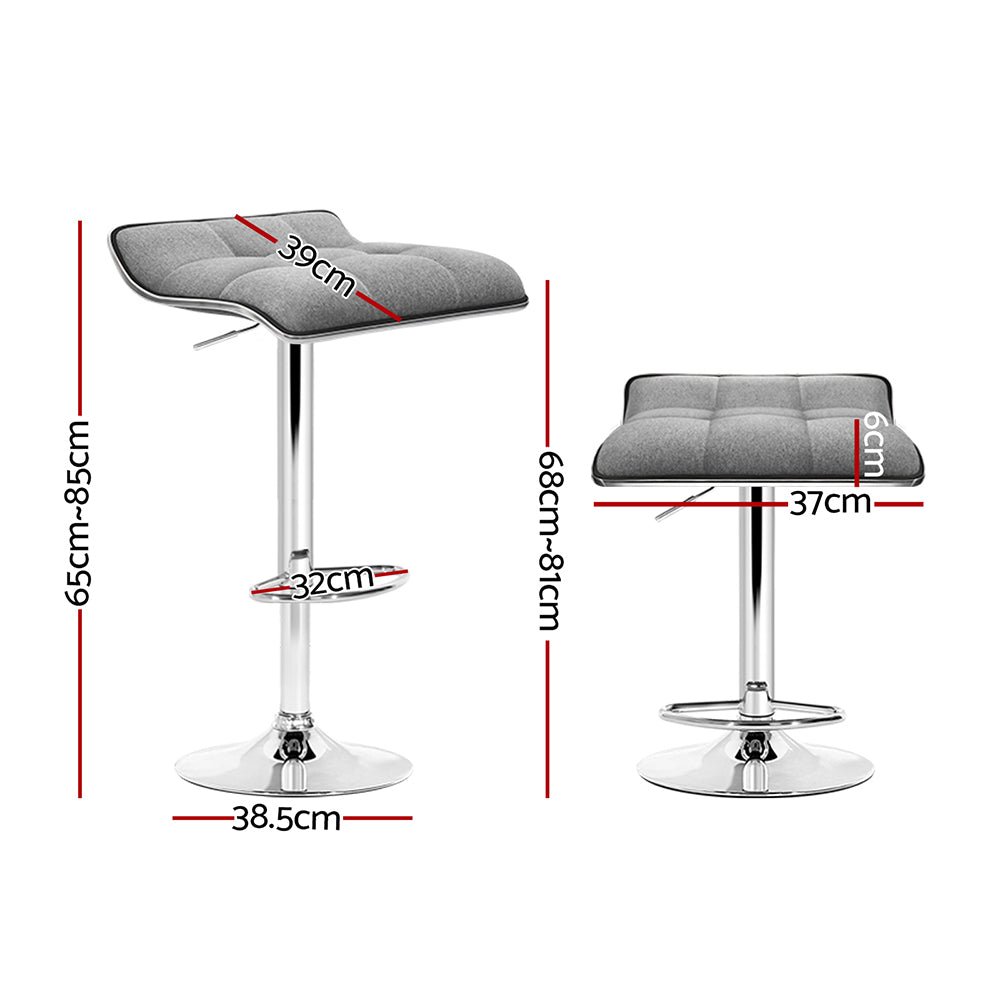 2 x Fabric Bar Stools Grey - Furniture - Rivercity House & Home Co. (ABN 18 642 972 209) - Affordable Modern Furniture Australia
