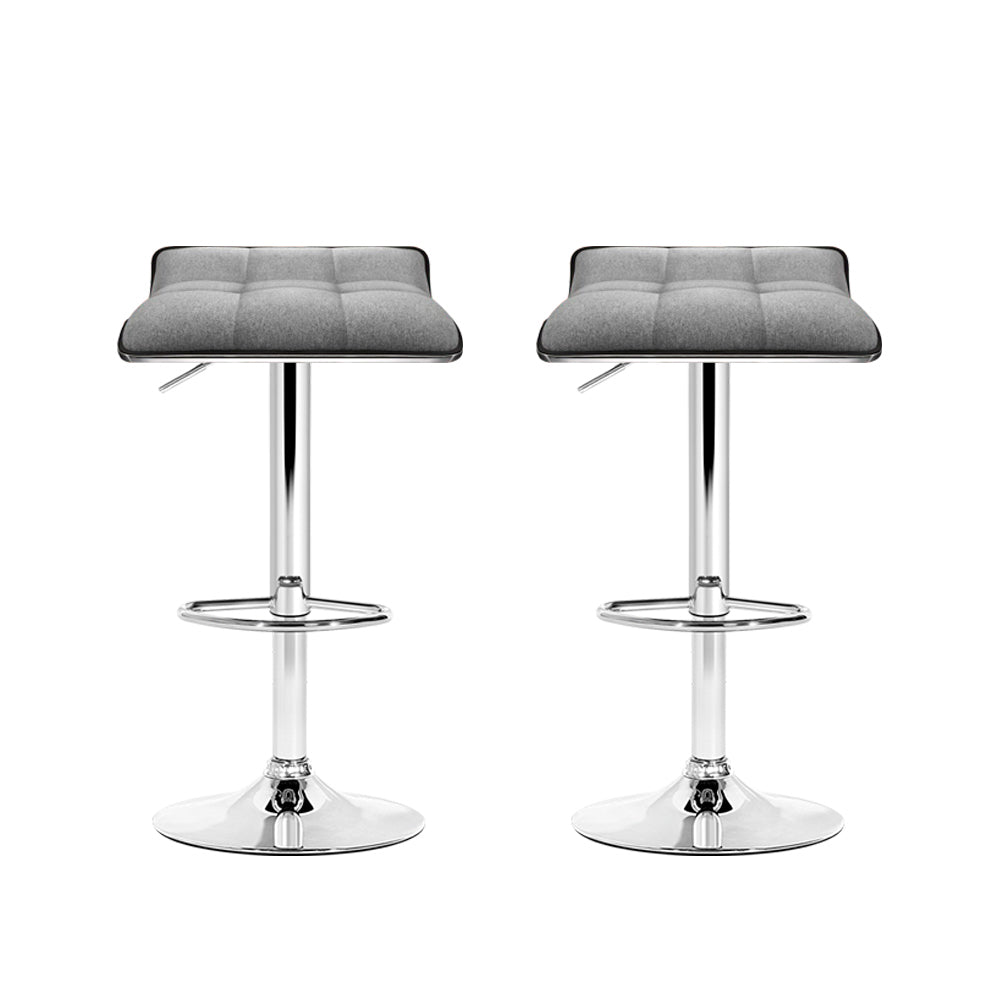 2 x Fabric Bar Stools Grey - Furniture - Rivercity House & Home Co. (ABN 18 642 972 209) - Affordable Modern Furniture Australia