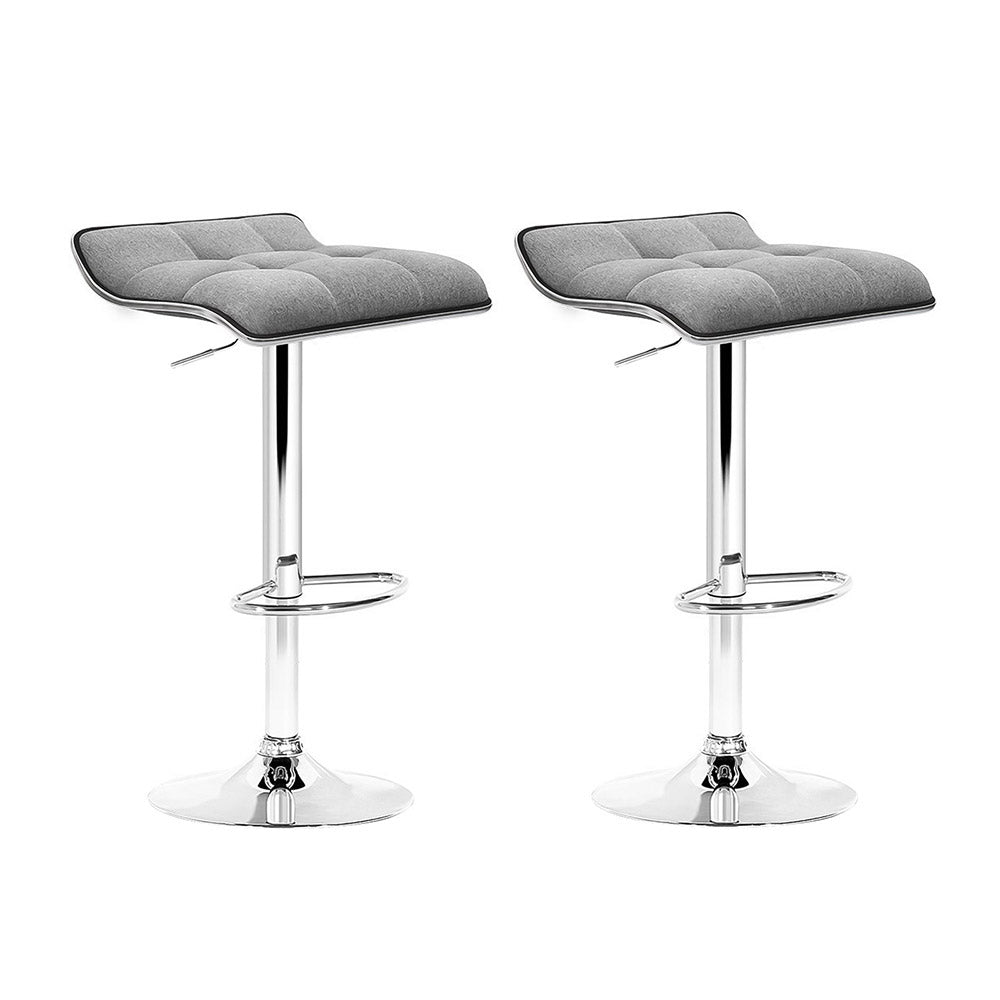 2 x Fabric Bar Stools Grey - Furniture - Rivercity House & Home Co. (ABN 18 642 972 209) - Affordable Modern Furniture Australia