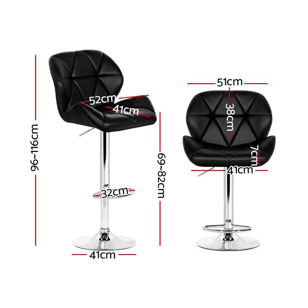 2 x Kitchen Bar Stools - Black and Chrome - Rivercity House & Home Co. (ABN 18 642 972 209) - Affordable Modern Furniture Australia