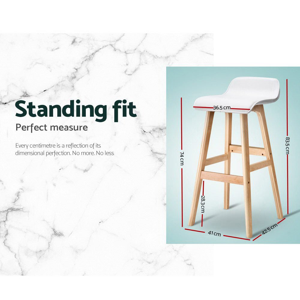2 x PU Leather Wood Wave Style Bar Stool - White - Rivercity House & Home Co. (ABN 18 642 972 209) - Affordable Modern Furniture Australia