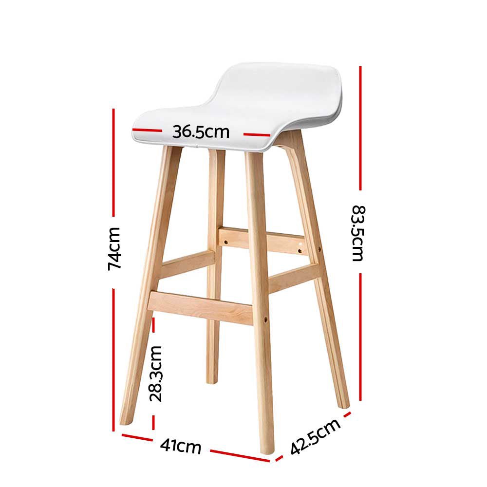 2 x PU Leather Wood Wave Style Bar Stool - White - Rivercity House & Home Co. (ABN 18 642 972 209) - Affordable Modern Furniture Australia