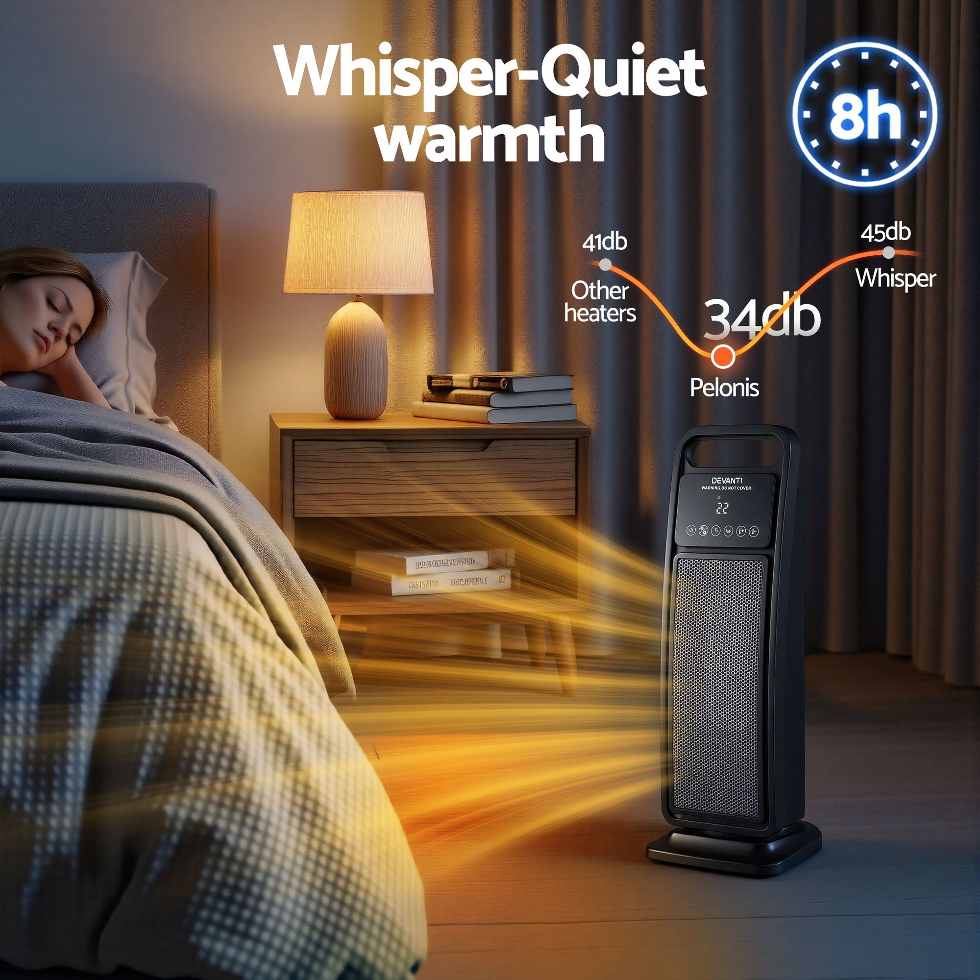 2000W Ceramic Tower Heater Space Heaters Indoor Oscillating Black - Appliances > Heaters > Electric Heaters - Rivercity House & Home Co. (ABN 18 642 972 209) - Affordable Modern Furniture Australia