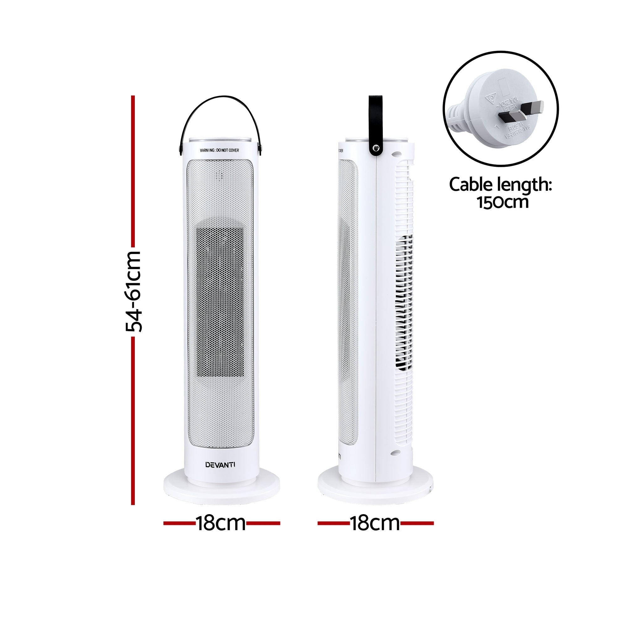 2000W Ceramic Tower Heater Space Heaters Oscillating Indoor White - Appliances > Heaters > Electric Heaters - Rivercity House & Home Co. (ABN 18 642 972 209) - Affordable Modern Furniture Australia