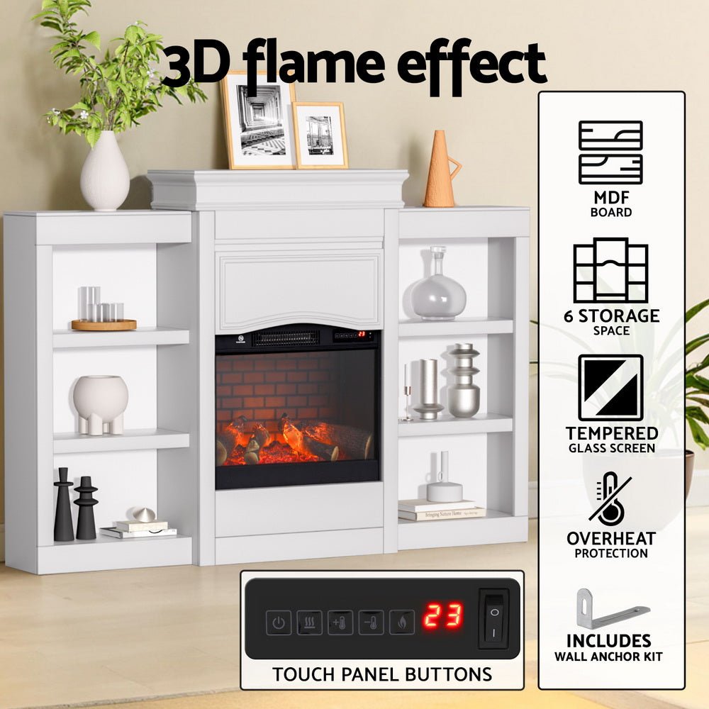 2000W Electric Fireplace Fire Heater White - Appliances > Heaters > Electric Heaters - Rivercity House & Home Co. (ABN 18 642 972 209) - Affordable Modern Furniture Australia