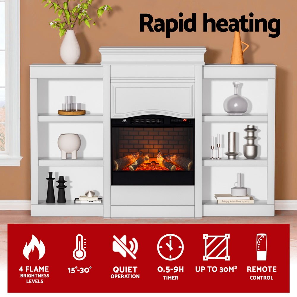 2000W Electric Fireplace Fire Heater White - Appliances > Heaters > Electric Heaters - Rivercity House & Home Co. (ABN 18 642 972 209) - Affordable Modern Furniture Australia